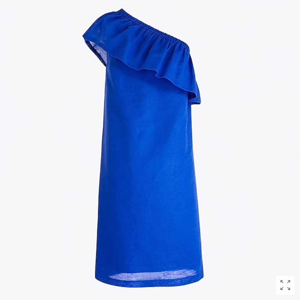 NWT J.Crew One-Shoulder Dress (Brilliant Sapphire Blue) - (Small)